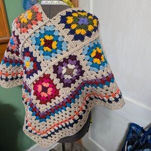 Multicolor Crochet Poncho